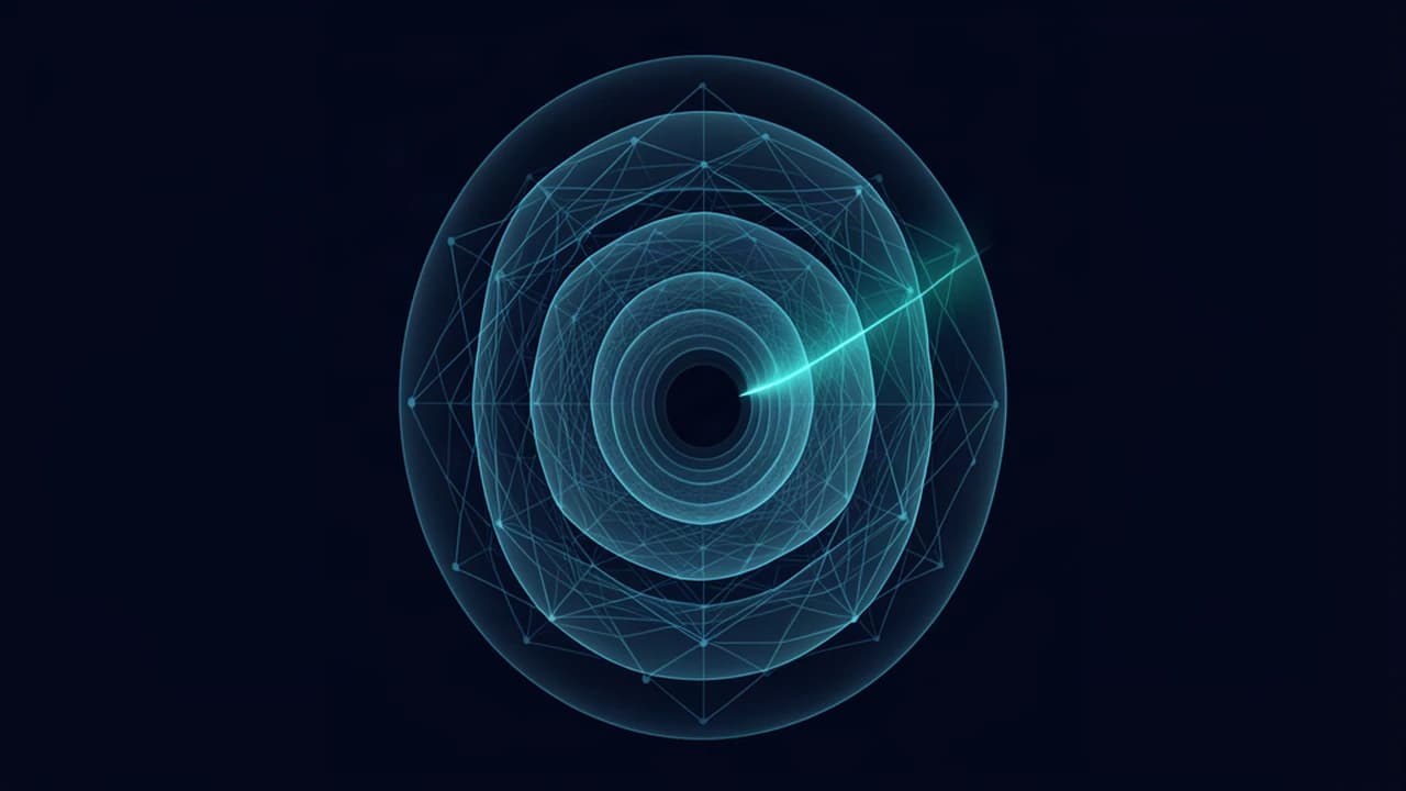 Abstract layered network tunnel representing AI privacy