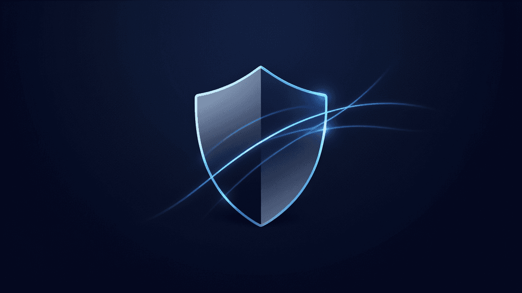 Abstract shield and encrypted tunnel artwork for a VPN privacy guide